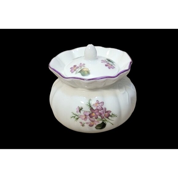 Vintage Reutter Porzellan Porcelain Germany Floral Round Trinket Box & Lid - Picture 1 of 12